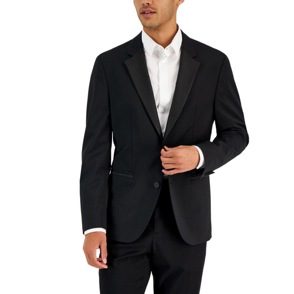 Hugo by Hugo Boss Men Modern Fit Wool Blend Stretch Tuxedo Jacket Black Size 36S - Picture 1 of 4